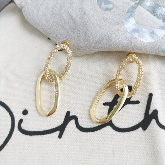 Alicia Bonnie Linked Hoop Earrings - Sparkling Symphony - White Crystal Gold - Picture 3 of 3